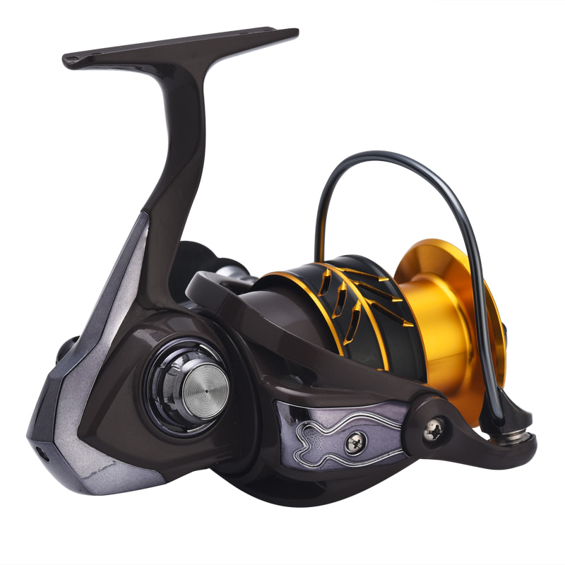 Bruine metalen spoel Power EVA-handvat Vissen Spinning Reel Zoutwater Bait Casting Reel Spinning Visserijspoelen