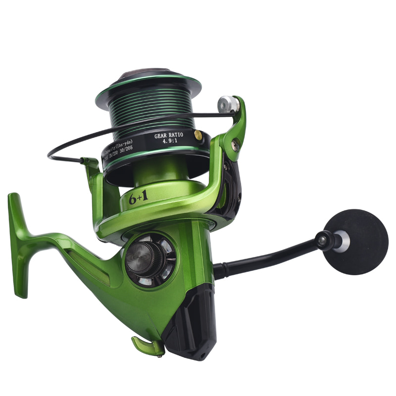 Groene metalen diepzeevismolens Distant Wheel long cast Raft Wheel Bait Casting molens draaiende visserij-reel