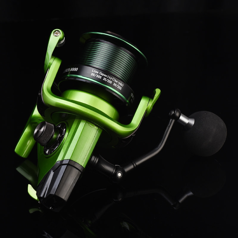 Groene metalen diepzeevismolens Distant Wheel long cast Raft Wheel Bait Casting molens draaiende visserij-reel